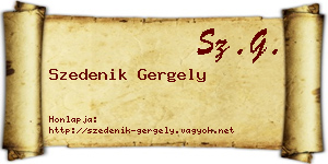 Szedenik Gergely névjegykártya